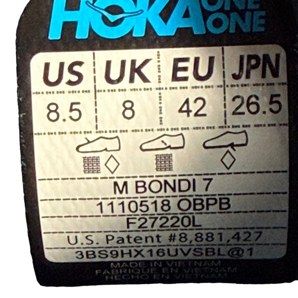 Hoka Hoka Bondi 7 Navy and White Athletic Sneakers size 8.5 - Picture 7 of 7